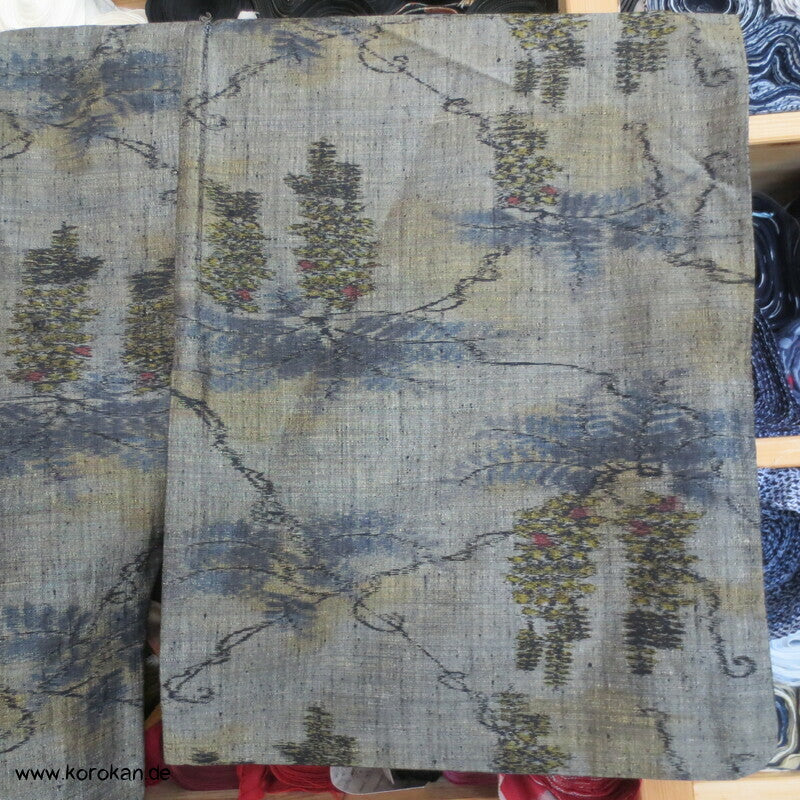 Kasuri Wisteria Hitoe Seiden Tsumugi Kimono