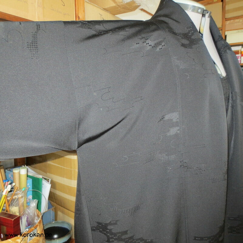 Wolken Seidendamast Araihari Haori lose Blusenjacke