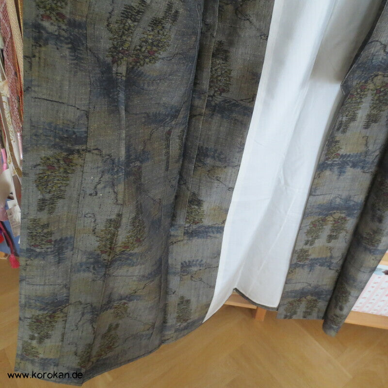 Kasuri Wisteria Hitoe Seiden Tsumugi Kimono
