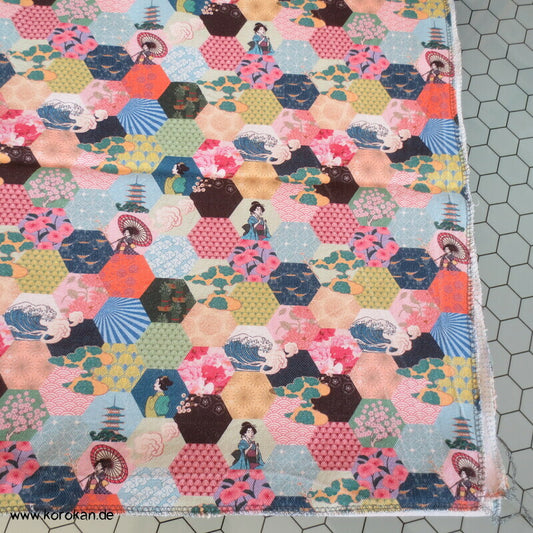 grob gewebte Baumwolle japanische Motive in kleinem Kikko