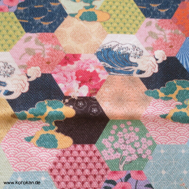 grob gewebte Baumwolle japanische Motive in kleinem Kikko