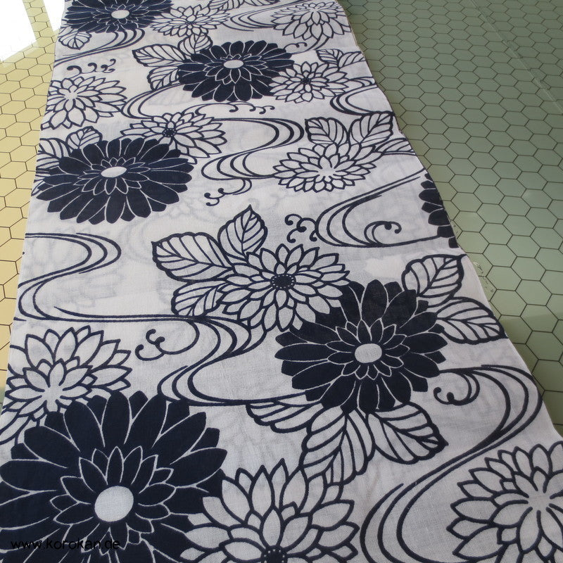 Kiku und Welle Yukata Kimono Baumwoll Stoff