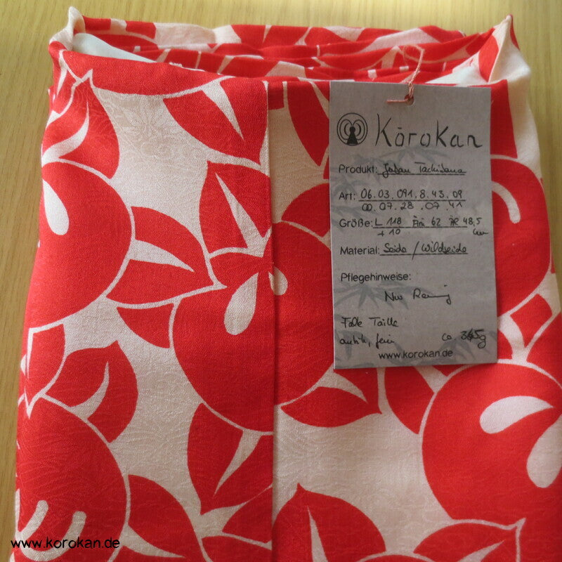 antiker japanischer Juban Unterkimono Tachibana Druck Seidendamast