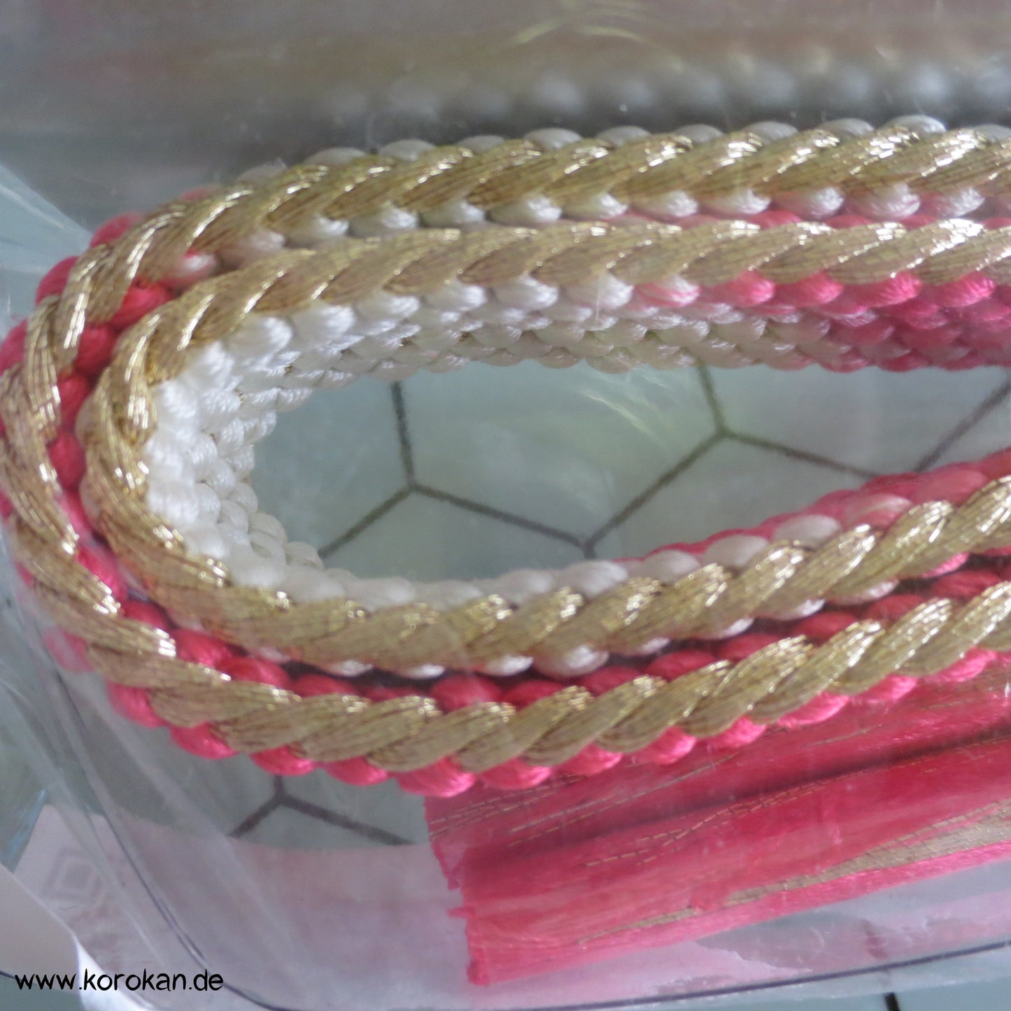 pink - weiß - golden mit feinem Muster Obijime, originalverpackt