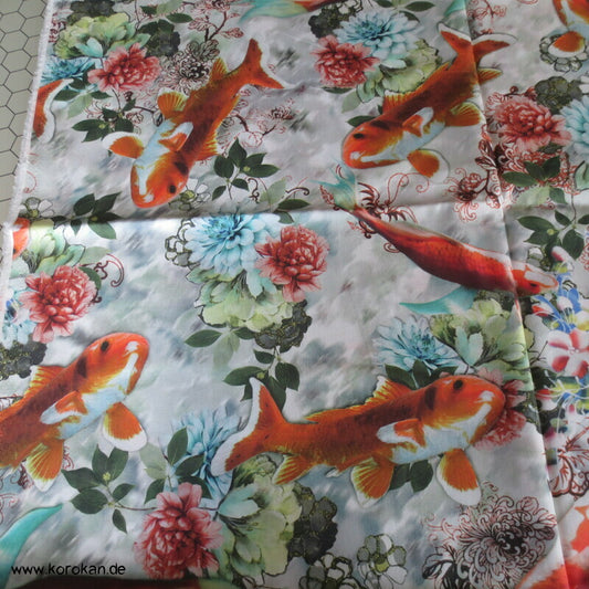japanischer Koi Karpfenteich Baumwollstoff