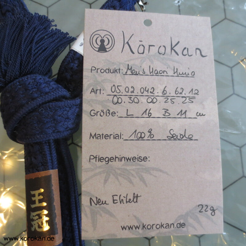 dunkelblauer Seiden Männer Haori Himo, neu mit Etikett