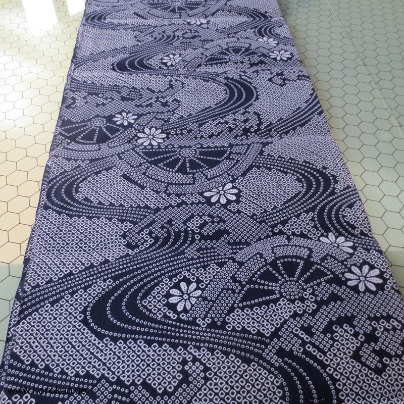 Kanoko Dot Genji Wheel, Fluss Yukata Baumwoll Kimono Stoff
