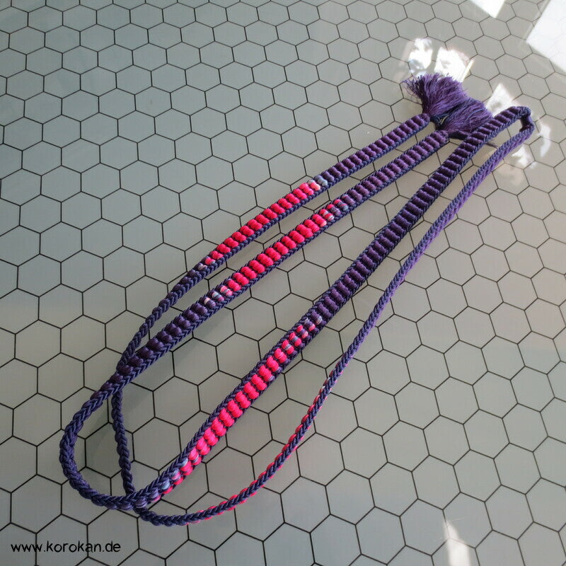 japanischer handgeflochtener lila - pink Vintage Obijime, Seide