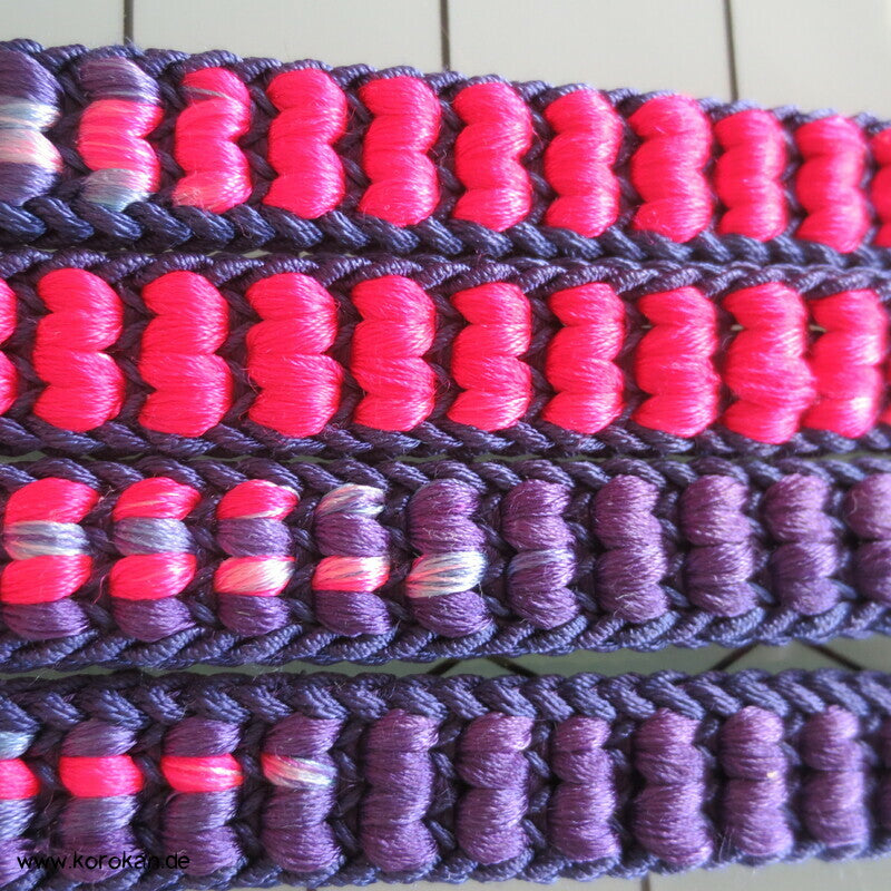 japanischer handgeflochtener lila - pink Vintage Obijime, Seide