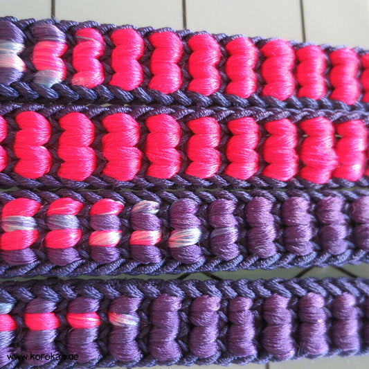 japanischer handgeflochtener lila - pink Vintage Obijime, Seide