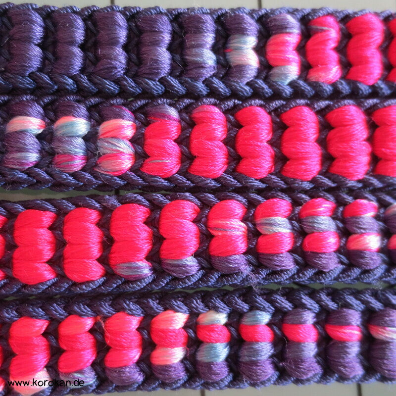 japanischer handgeflochtener lila - pink Vintage Obijime, Seide