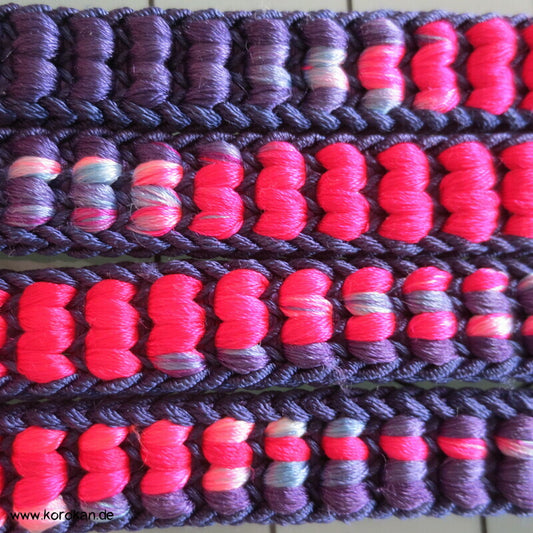 japanischer handgeflochtener lila - pink Vintage Obijime, Seide