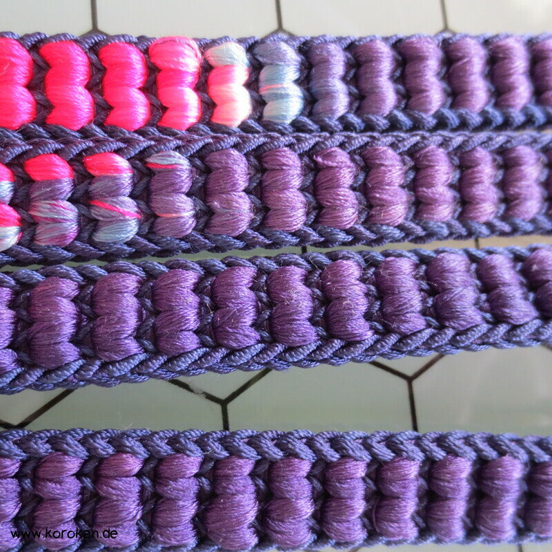 japanischer handgeflochtener lila - pink Vintage Obijime, Seide