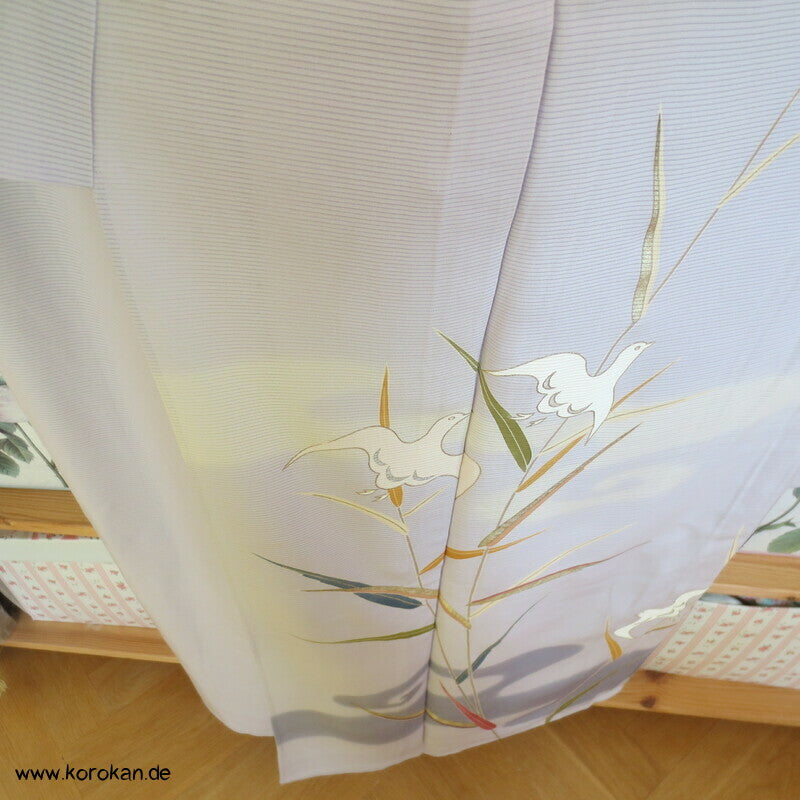 Sandregenpfeifer im Bambus Hitoe Homongi Kimono Rho Seide