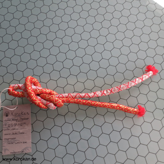 Marukuge, hellrote Seide mit Gold- und Silberlurex, Vintage