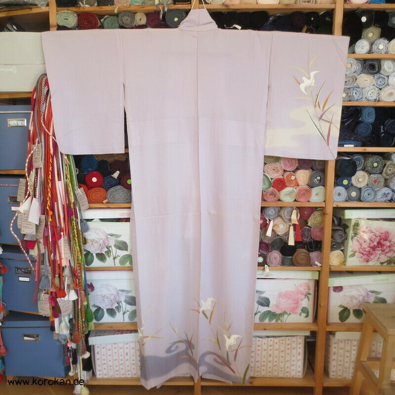 Sandregenpfeifer im Bambus Hitoe Homongi Kimono Rho Seide