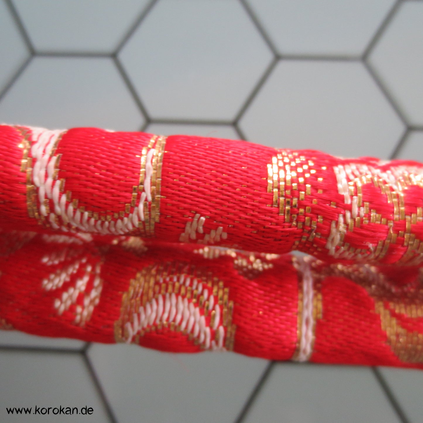 Marukuge, orangene Seide mit Goldlurex, Vintage
