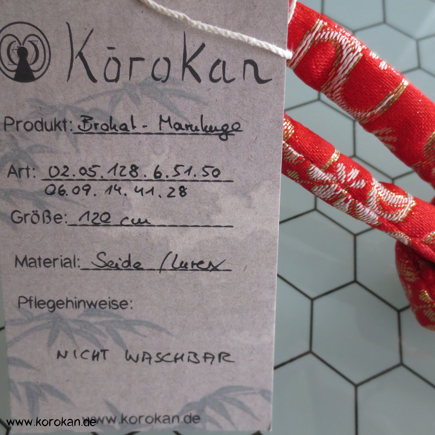 Marukuge, orangene Seide mit Goldlurex, Vintage