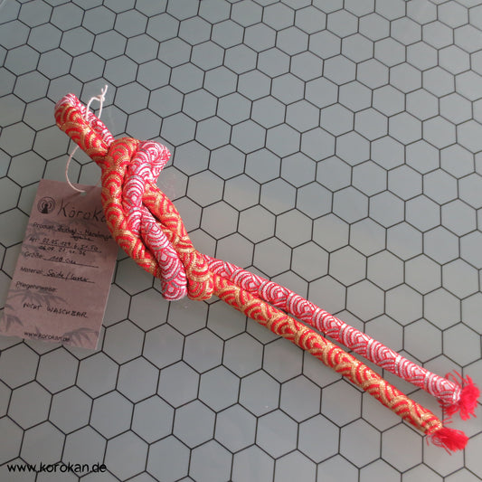 Marukuge, hellrote Seide mit Gold- und Silberlurex, Vintage