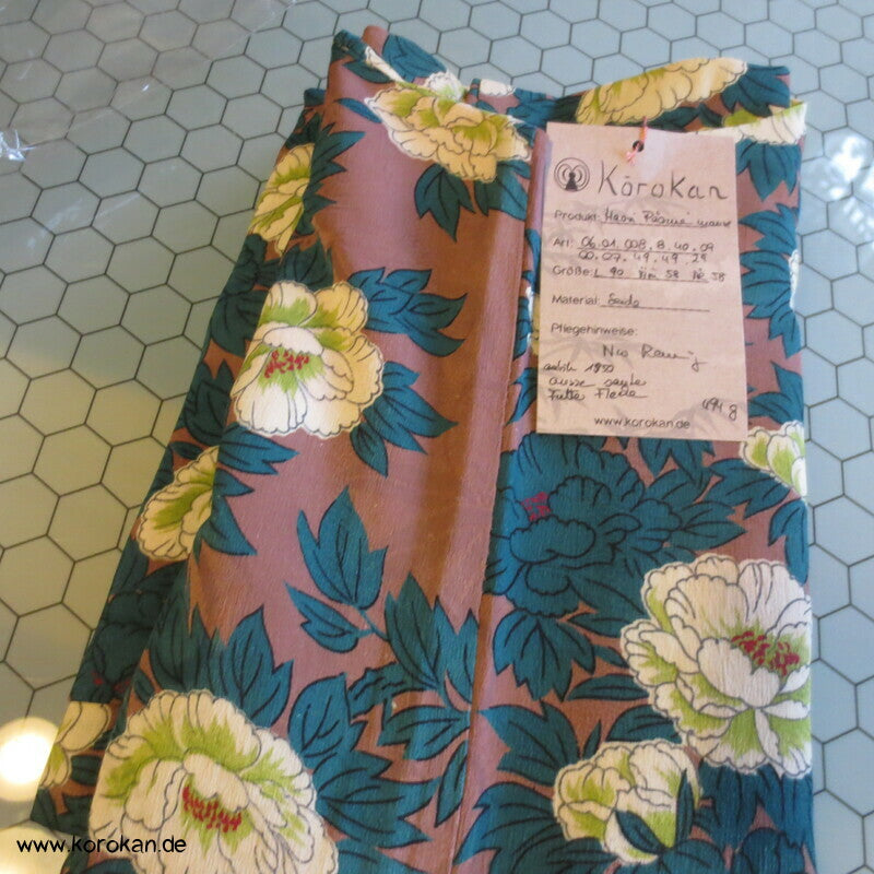 Päonien zwischen Blättern Haori Kimono Jacke Seidendamast