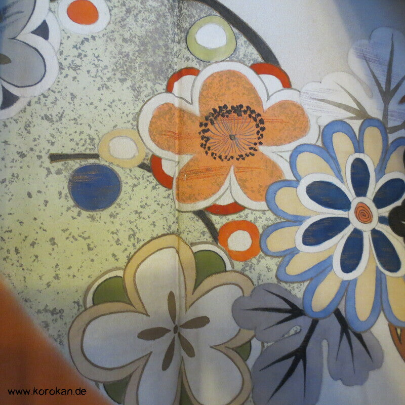 Urushi Blumenkugeln Haori (Abend - ) Seidenbrokat Kimono Jacke, buntes Futter