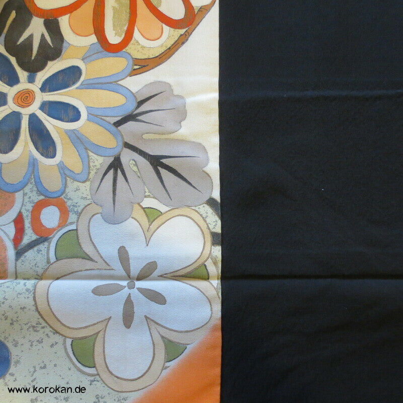 Urushi Blumenkugeln Haori (Abend - ) Seidenbrokat Kimono Jacke, buntes Futter
