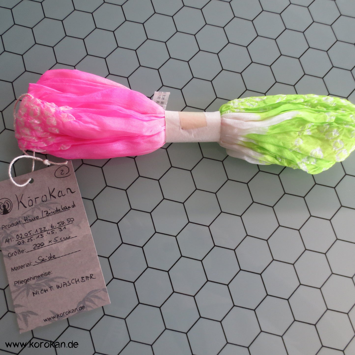 Shibori neonbuntes Himo - Bindeband, Seide