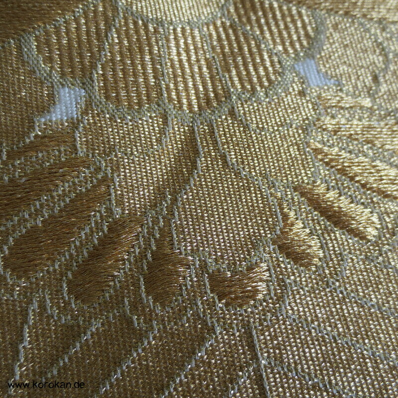 goldene Blüten - Kikko auf heller Seide Fukuro Obi