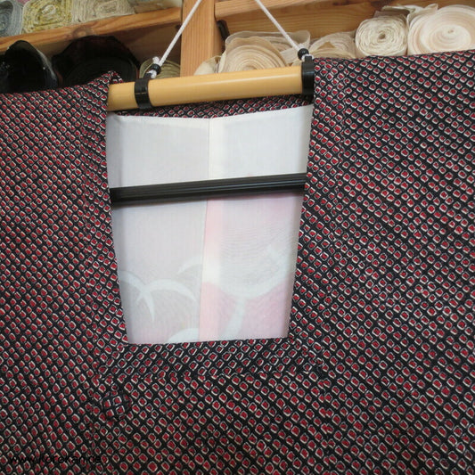 Full Shibori Seide Michiyuki Kimono Jacke, rot schwarz