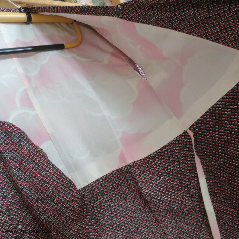 Full Shibori Seide Michiyuki Kimono Jacke, rot schwarz