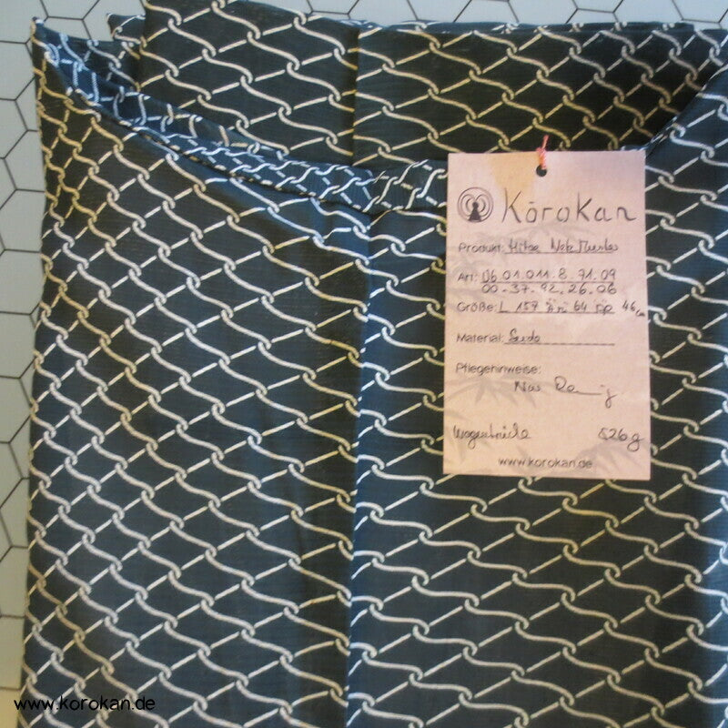 Mitsukoshi Hitoe Netzmuster auf petrol Rho Seiden Kimono