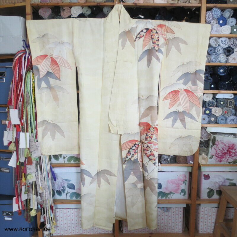 Bambus auf Wolken Rinzu Seiden Damast Furisode