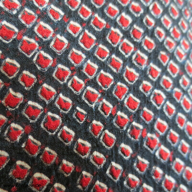 Full Shibori Seide Michiyuki Kimono Jacke, rot schwarz
