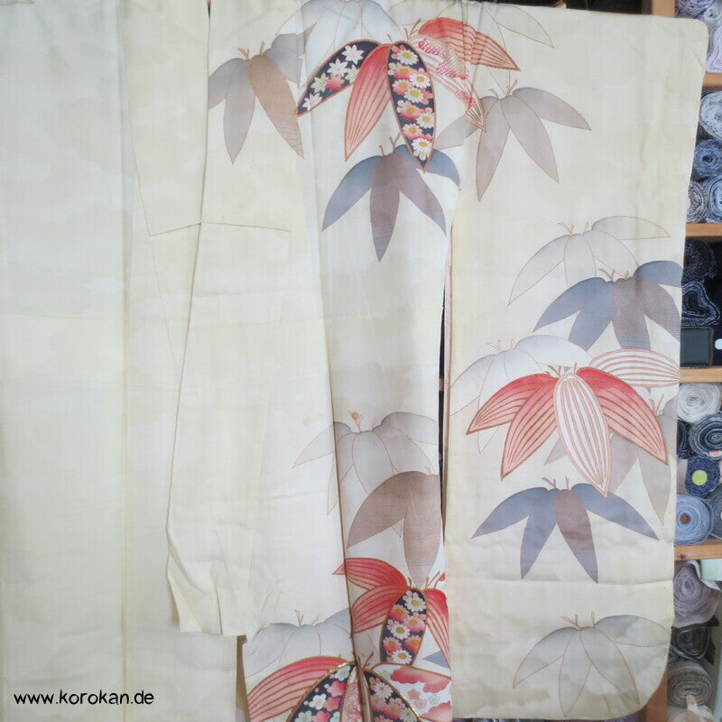 Bambus auf Wolken Rinzu Seiden Damast Furisode