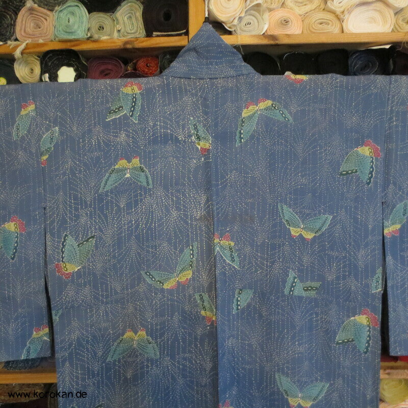 Schmetterlingsdruck Hitoe Kimono, Rho Seide