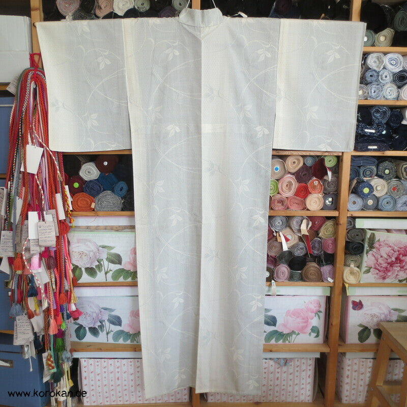 japanischer Kasuri Arabesken in Crepe Georgette Tsumugi Seiden Hitoe Kimono