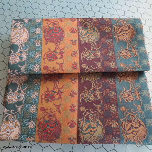 Arabesken - Streifen flaschengrün / messing Nagoya Obi