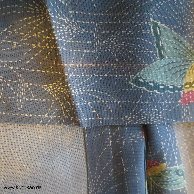 Schmetterlingsdruck Hitoe Kimono, Rho Seide