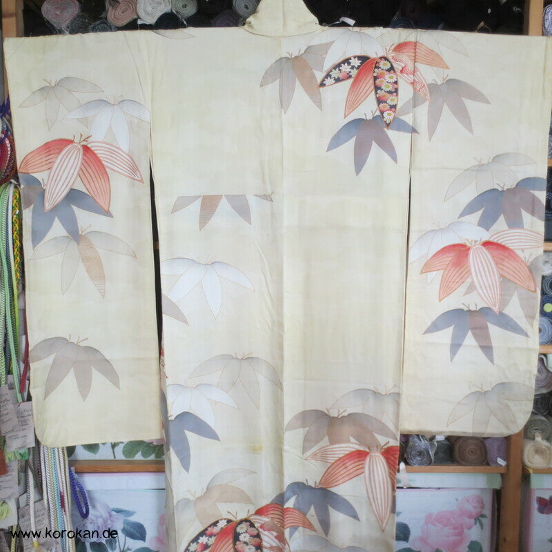 Bambus auf Wolken Rinzu Seiden Damast Furisode