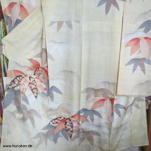 Bambus auf Wolken Rinzu Seiden Damast Furisode