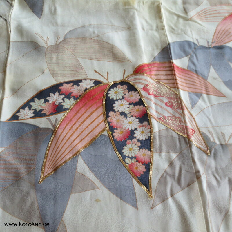 Bambus auf Wolken Rinzu Seiden Damast Furisode