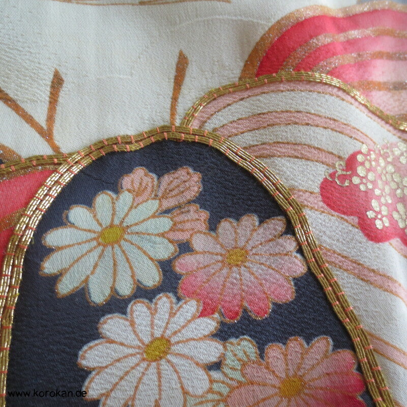 Bambus auf Wolken Rinzu Seiden Damast Furisode