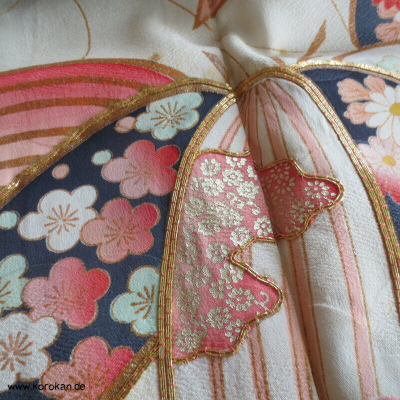 Bambus auf Wolken Rinzu Seiden Damast Furisode