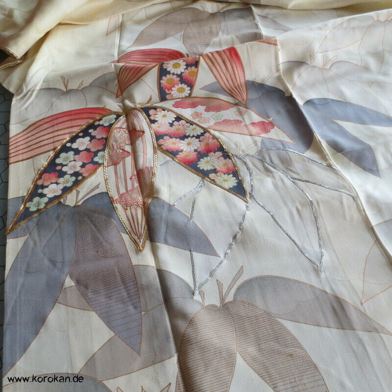 Bambus auf Wolken Rinzu Seiden Damast Furisode