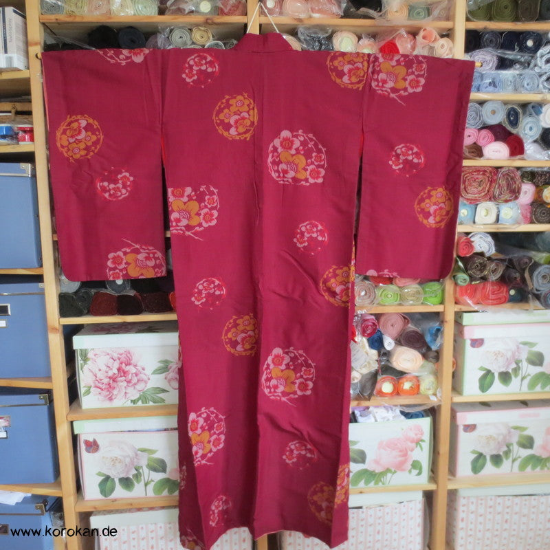 Sakura Rondelle Meisen Seiden Komon Kimono
