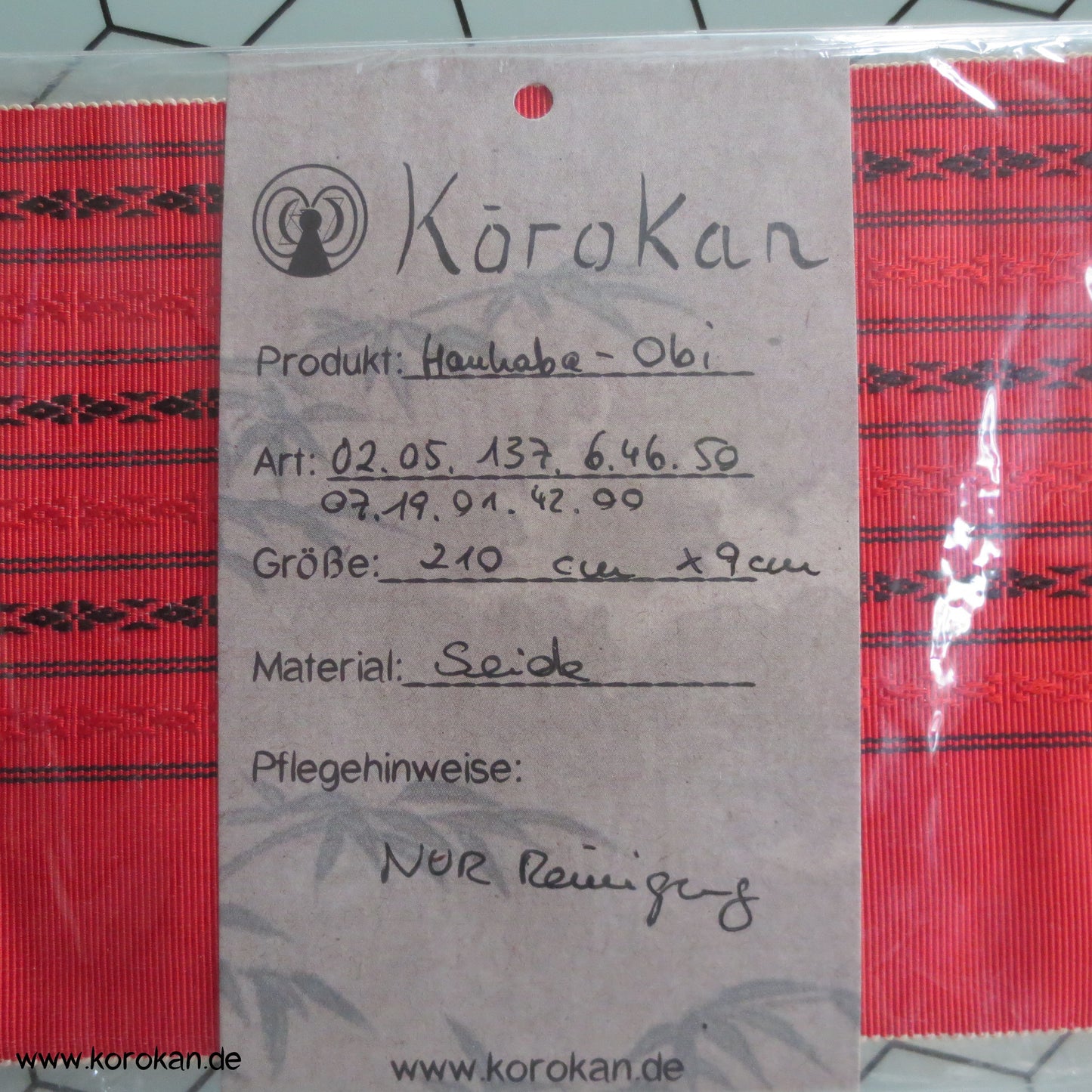 roter Hakata Streifen Rips Date Jime Obi für Juban