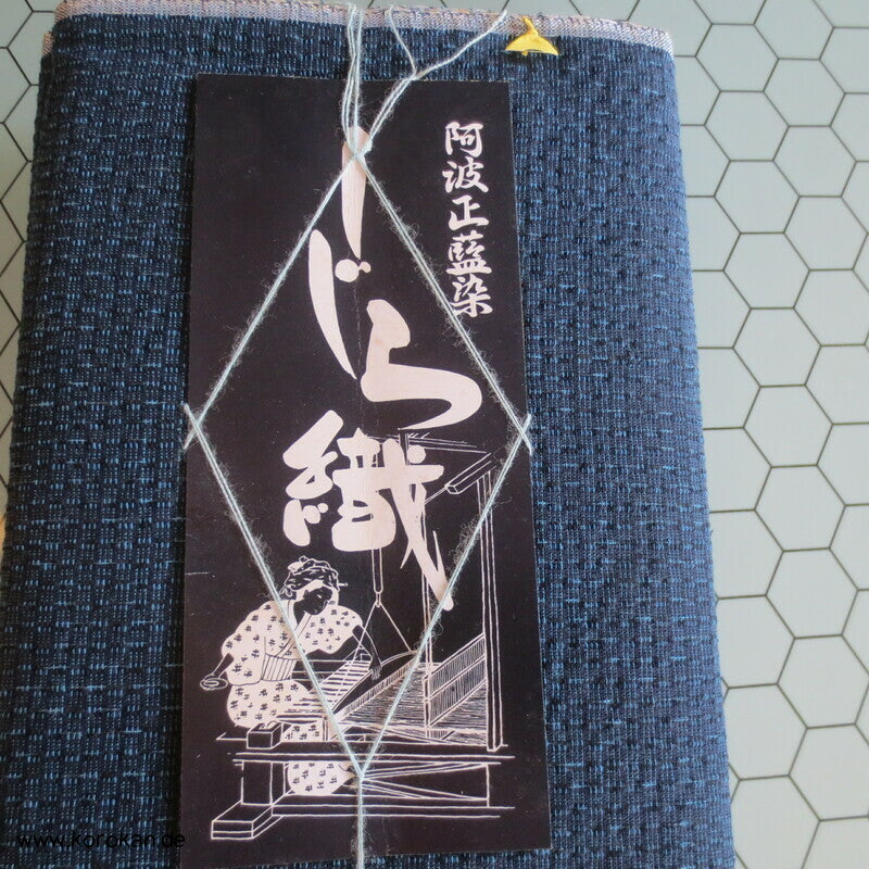 Awa Shijira originalgehefteter handgewebter dicker Kimono Baumwollstoff