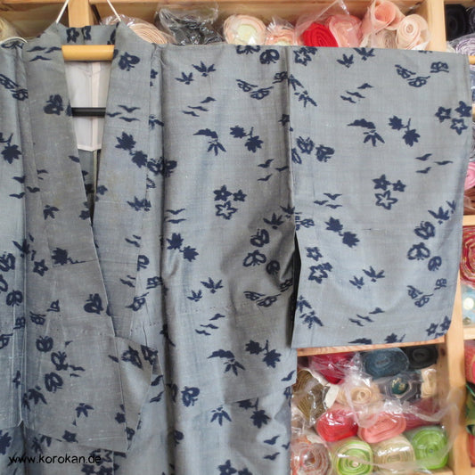 Kasuri - Schmetterlinge Hitoe Meisen Seiden Kimono