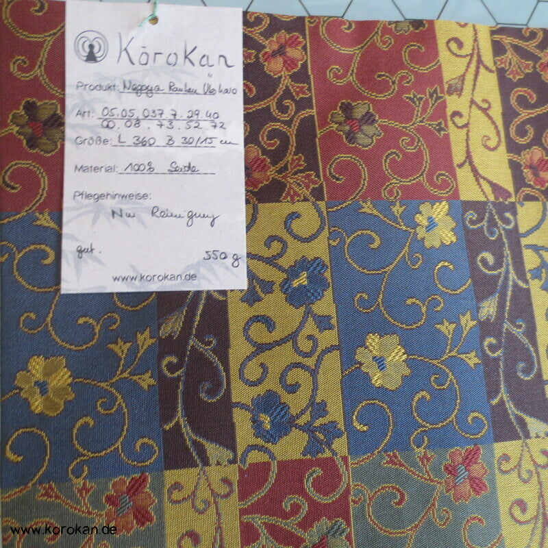 Arabesken in Karo - Jacquard, Nagoya Obi, dunkelbunt