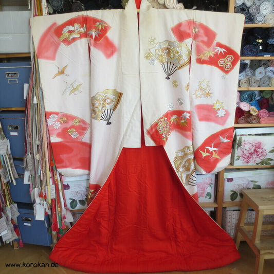 Fächer / Kraniche - Stickerei Uchikake - Hochzeitsmantel